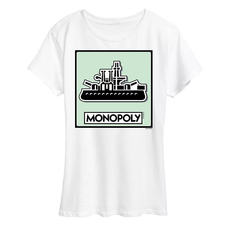 Women's Monopoly Ship Game Token Graphic Tee by Hasbro, Size: XL, Black Product Image