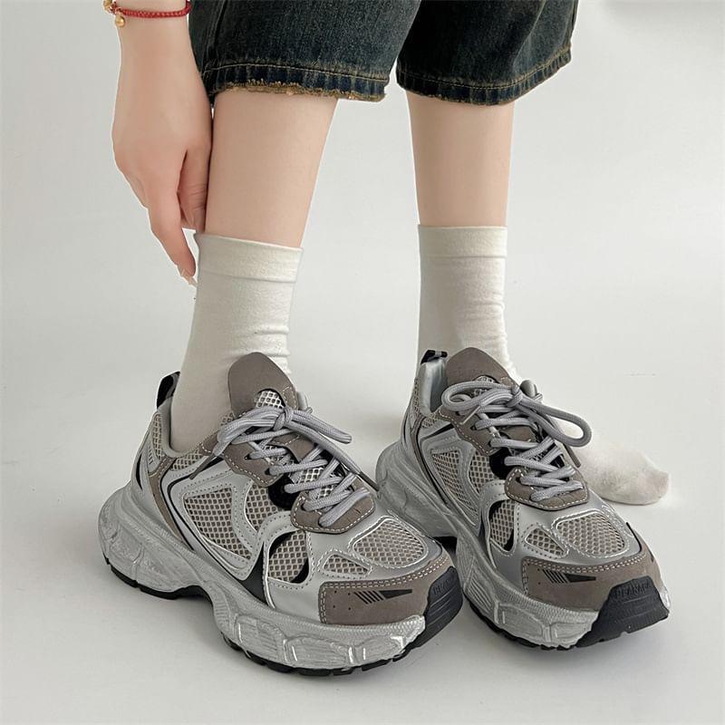 Platform Panel Mesh Sneakers Product Image
