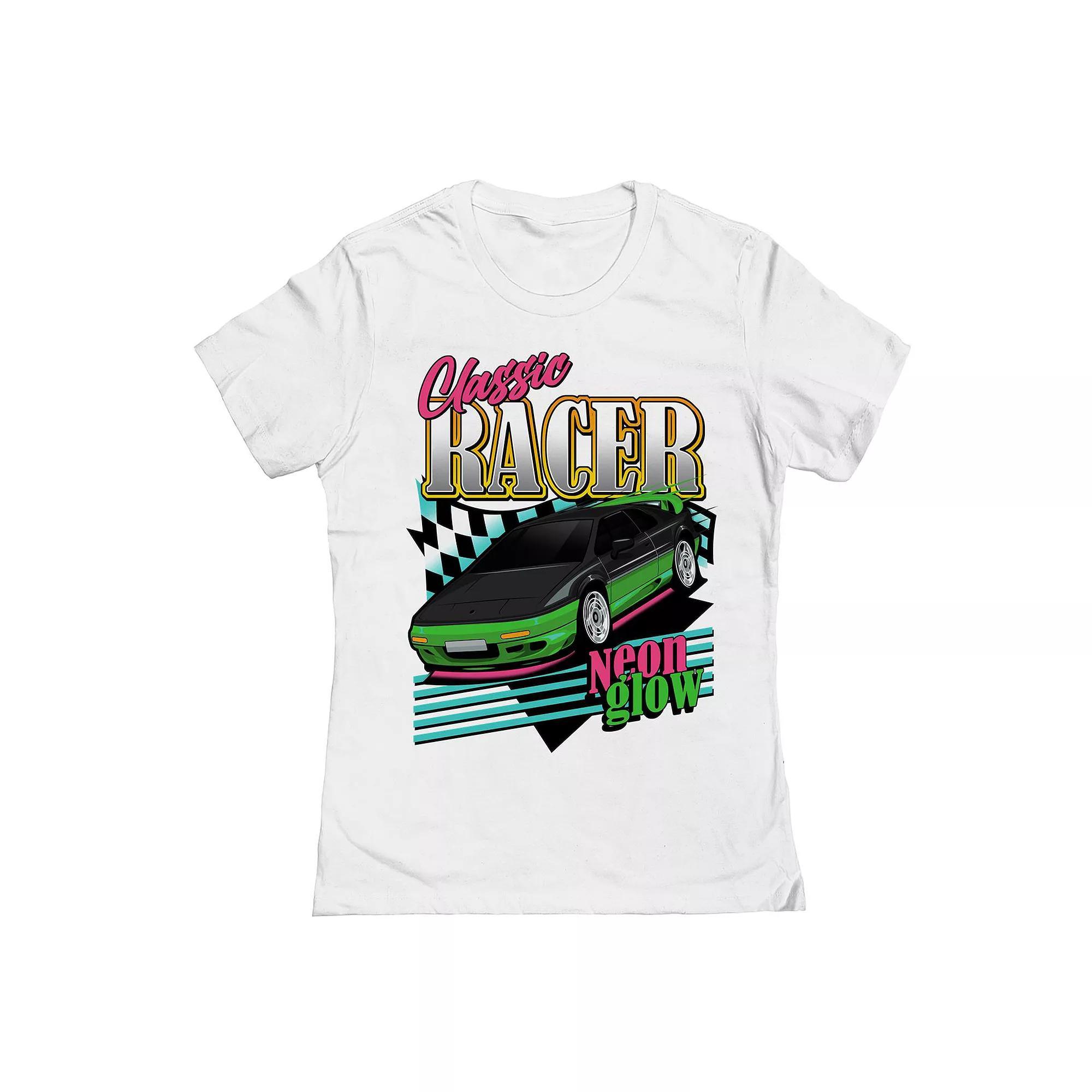 Junior's Classic Racer Womens Graphic Tee, Girl's, Size: Small, White Product Image