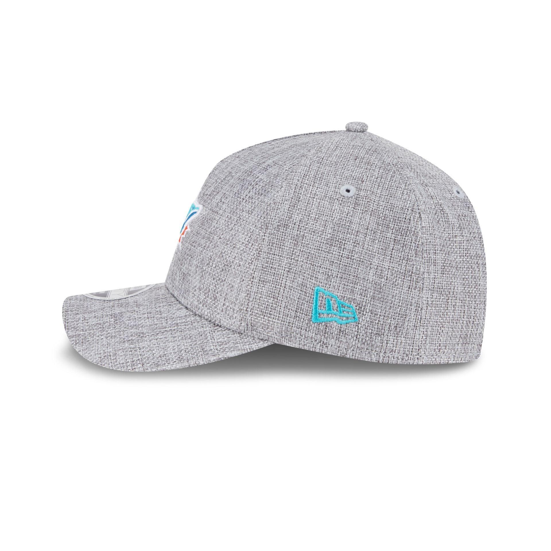 Miami Dolphins Cotton Weave Gray 9FORTY M-Crown A-Frame Snapback Hat Male Product Image