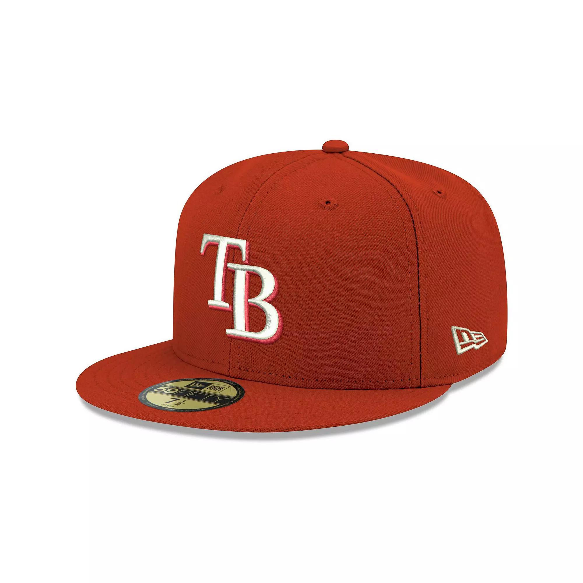 Men's New Era Red Tampa Bay Rays White Logo 59FIFTY Fitted Hat,  Product Image