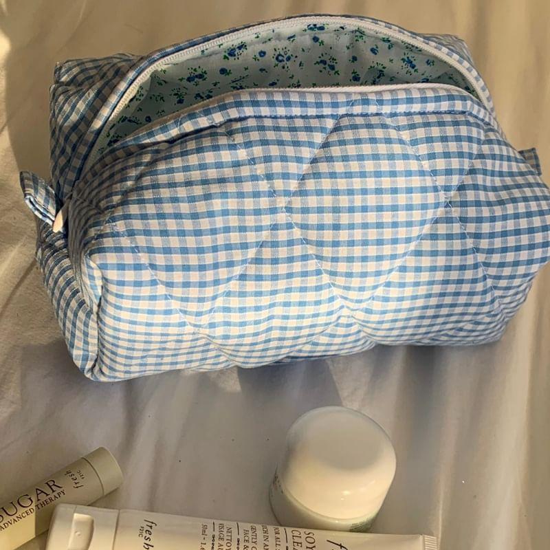 Plaid Fabric Makeup Bag Product Image