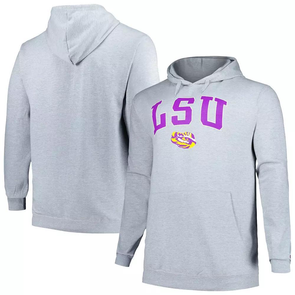Men's Champion Gray LSU Tigers Big & Tall Arch Over Logo Powerblend Pullover Hoodie,  Product Image