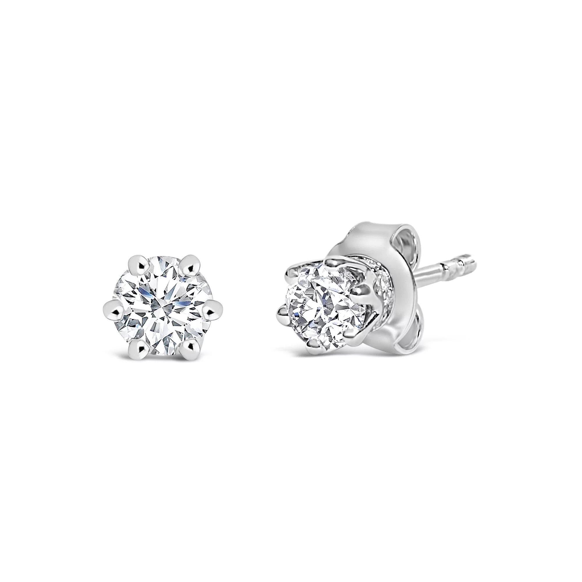 Haus of Brilliance 14k White Gold 1/2 Carat T.W. Lab-Grown Diamond 6-Prong Crown Stud Earrings, Women's Product Image