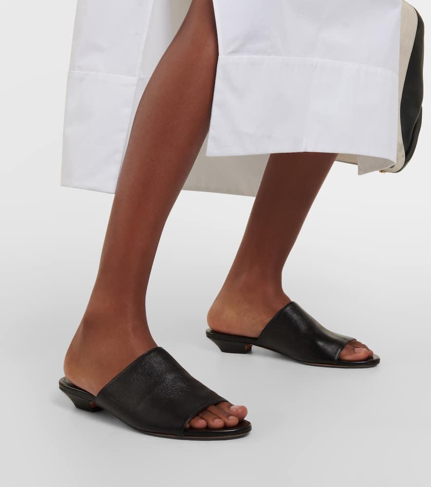 KHAITE Marion Leather Slides In Black Product Image