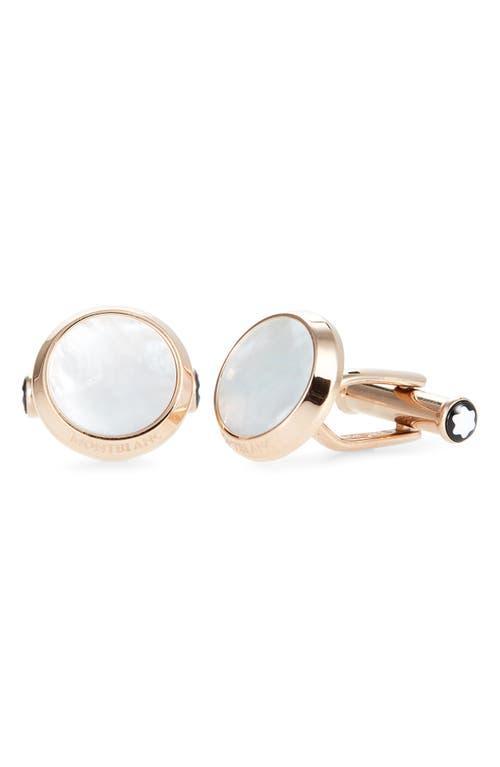 Mother-of-Pearl Round Rose Golden Cuff Links Product Image