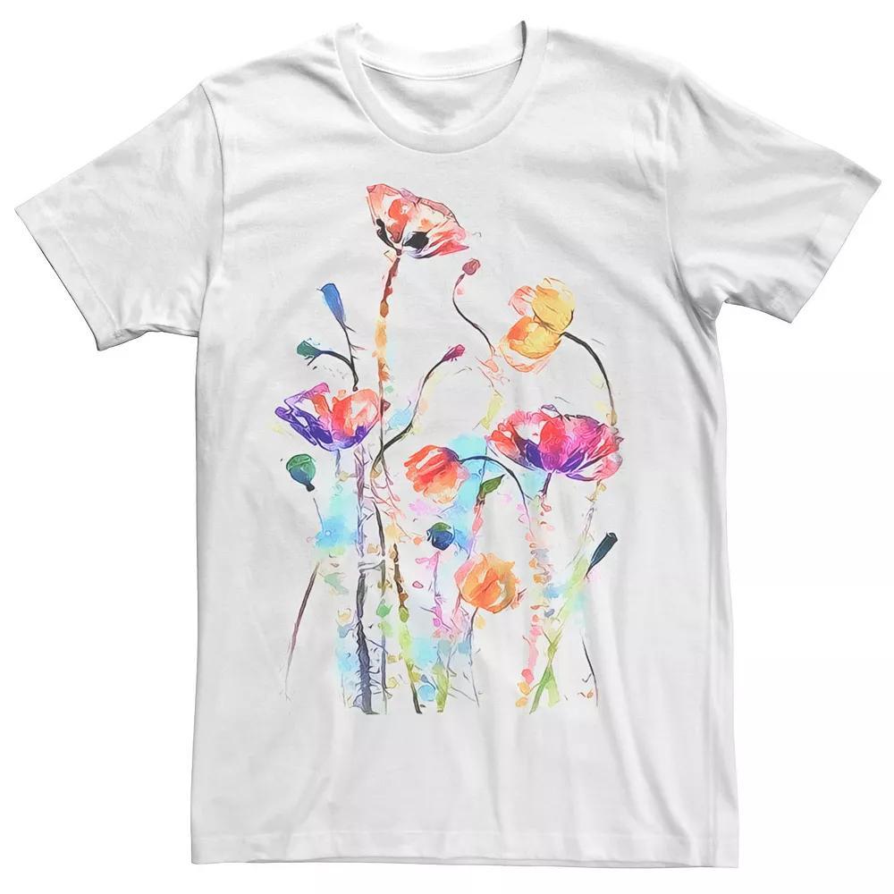 Men's Flowers Art Graphic Tee, Size: Small, White Product Image