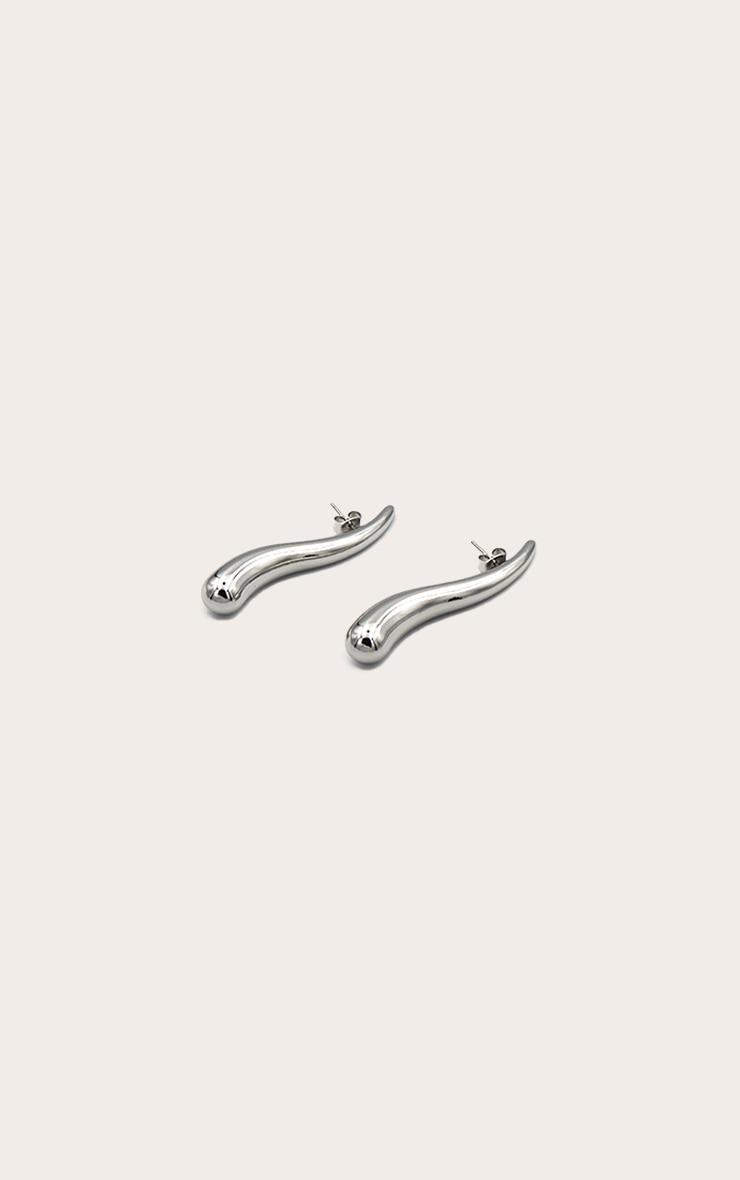 Silver Long Drop Statement Earrings Product Image