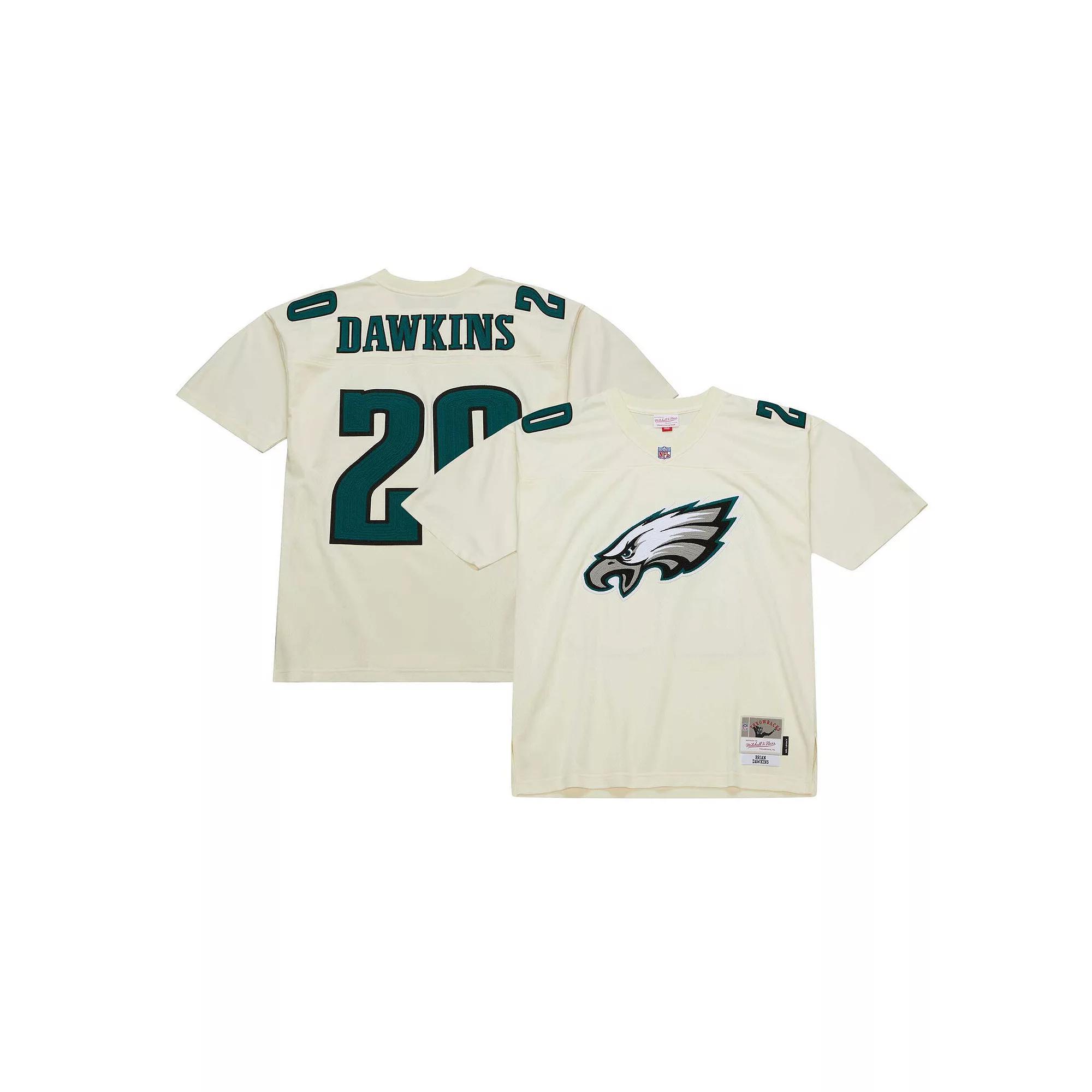 Men's Mitchell & Ness Brian Dawkins Cream Philadelphia Eagles Chainstitch Legacy Jersey,  Product Image
