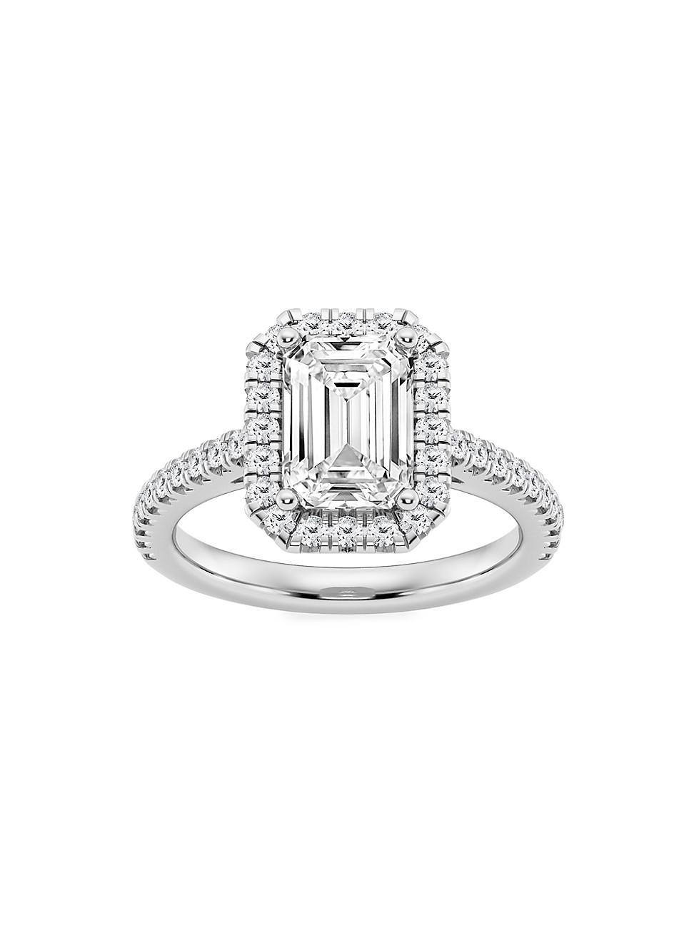 Womens Platinum & Emerald-Cut Lab-Grown Diamond Halo Ring/1.30-3.60 TCW Product Image