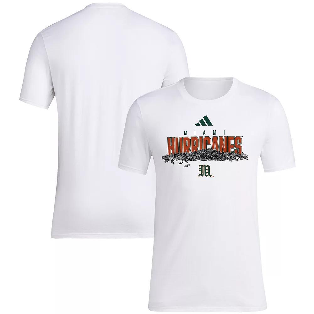 Men's adidas White Miami Hurricanes Baseball Sunflower Seeds T-Shirt, Size: 2XL Product Image