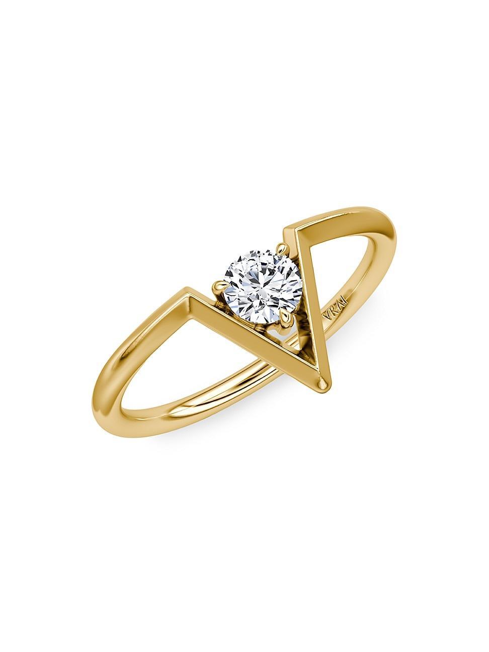 Womens VRAI V 14K Yellow Gold & 0.25 TCW Lab-Grown Diamond Ring Product Image