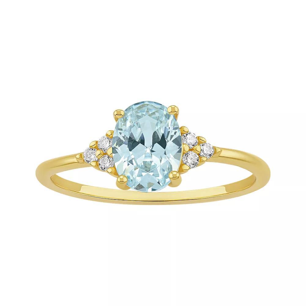 PRIMROSE Sterling Silver Oval Cubic Zirconia Ring, Women's, Size: 9, Gold Tone Blue Product Image