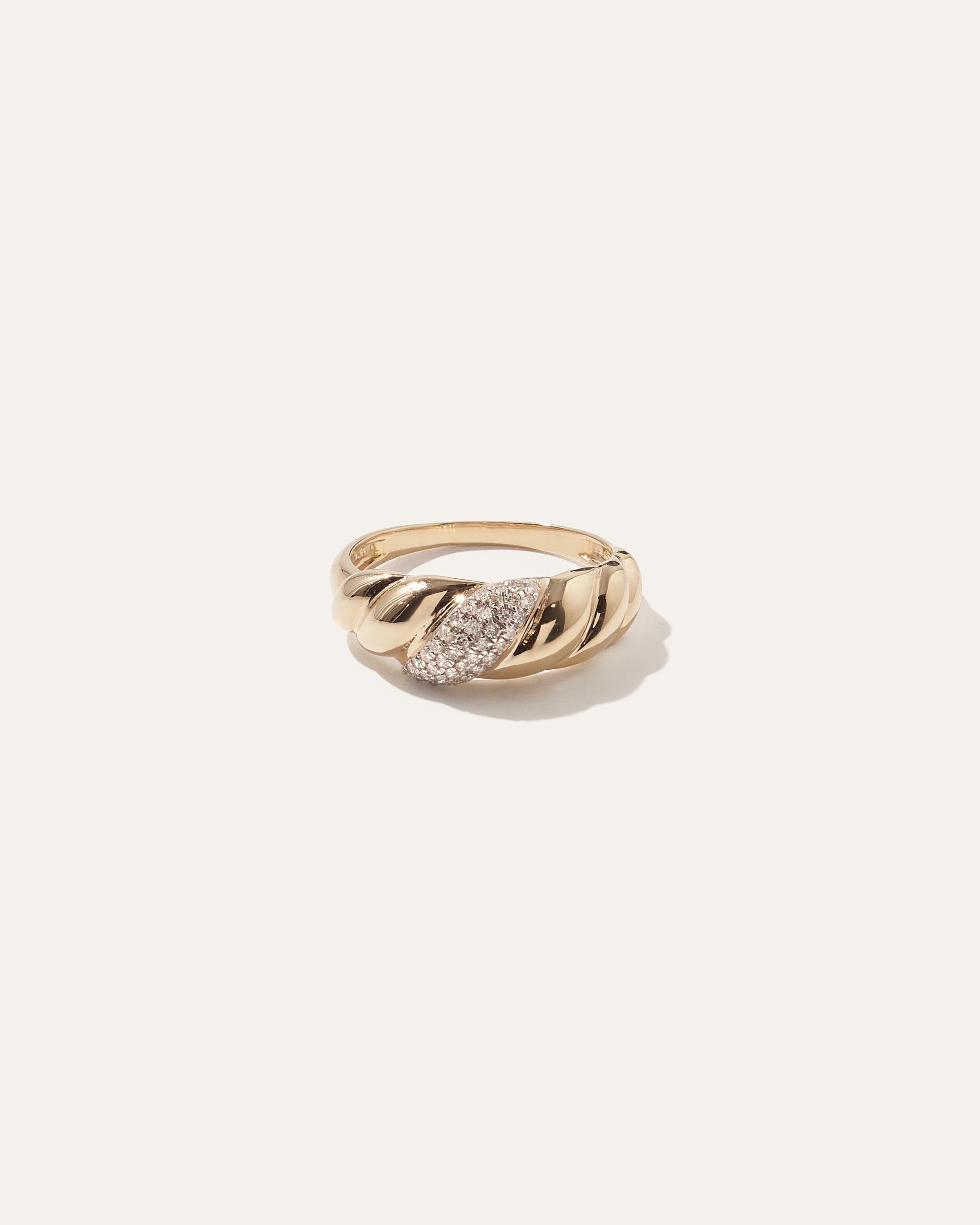 14K Gold Pavé Diamond Croissant Dôme Ring Product Image