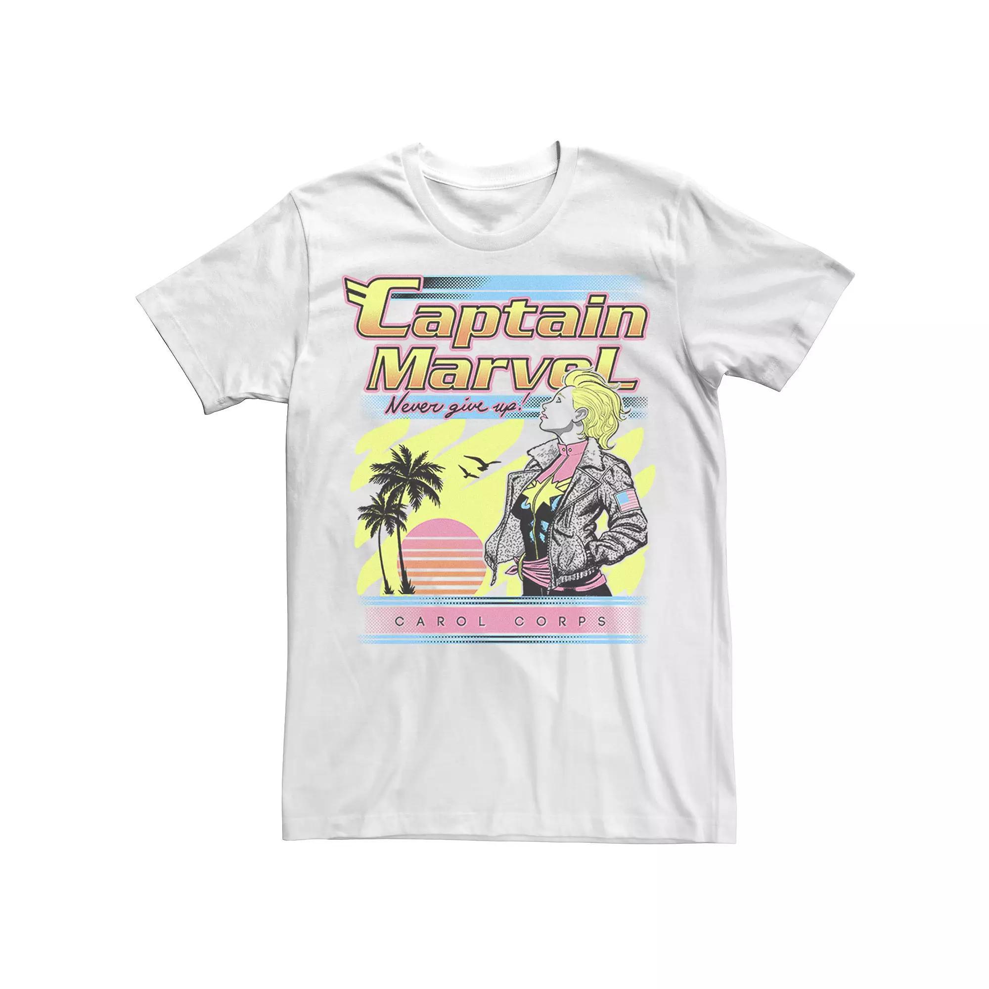 Men's Marvel Captain Marvel Never Give Up Carol Corps Retro Poster Graphic Tee,  Product Image