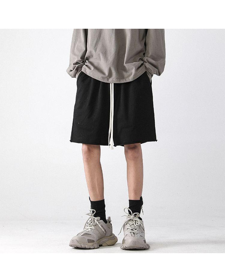 Drawstring Waist Plain Shorts Product Image