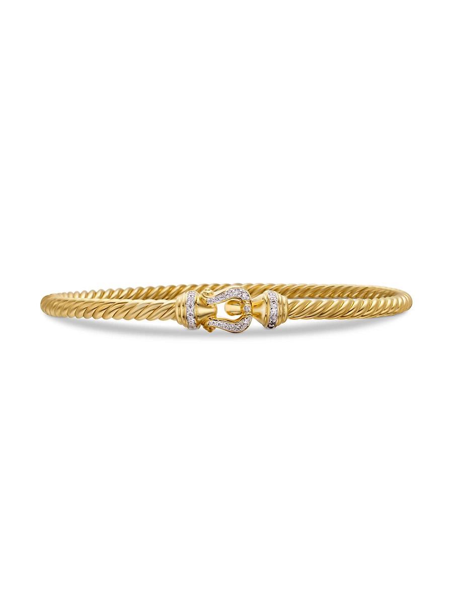 Womens Buckle Bracelet in 18K Yellow Gold with Pav Diamonds Product Image