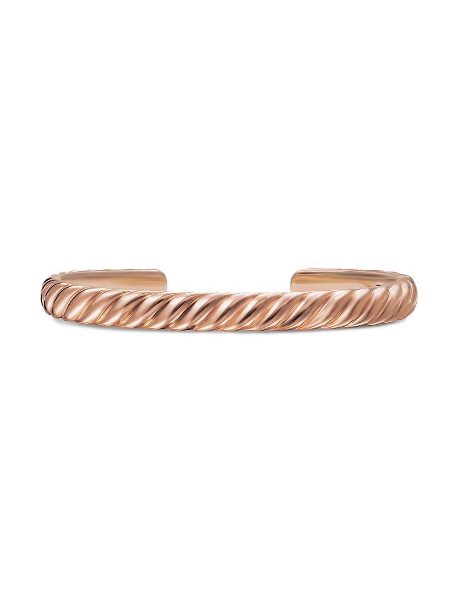 Mens Sculpted Cable Cuff Bracelet in 18K Rose Gold, 7MM Product Image