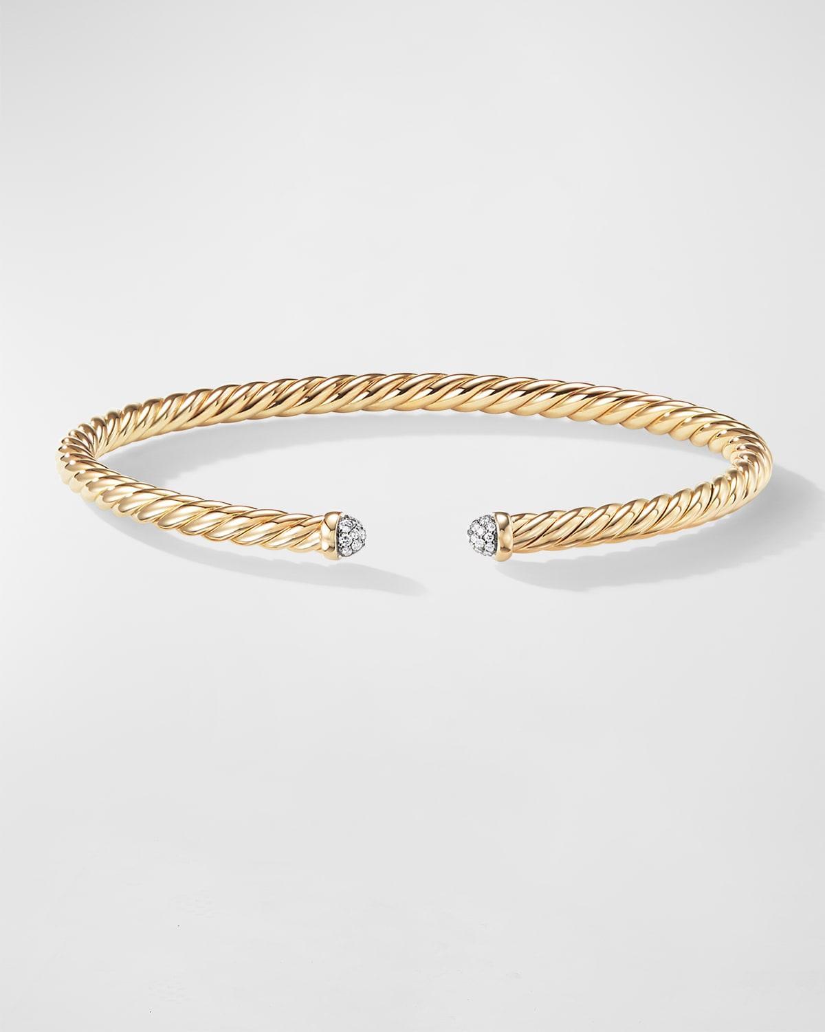 Womens Petite Precious Cable Bracelet with Diamonds in Gold Product Image