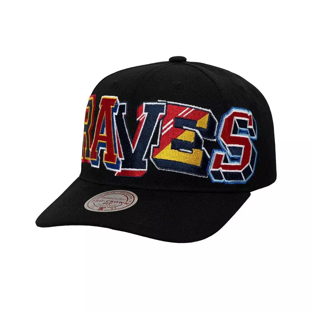 Men's Mitchell & Ness Black Atlanta Braves Hyper Type Pro Crown Snapback Hat Product Image