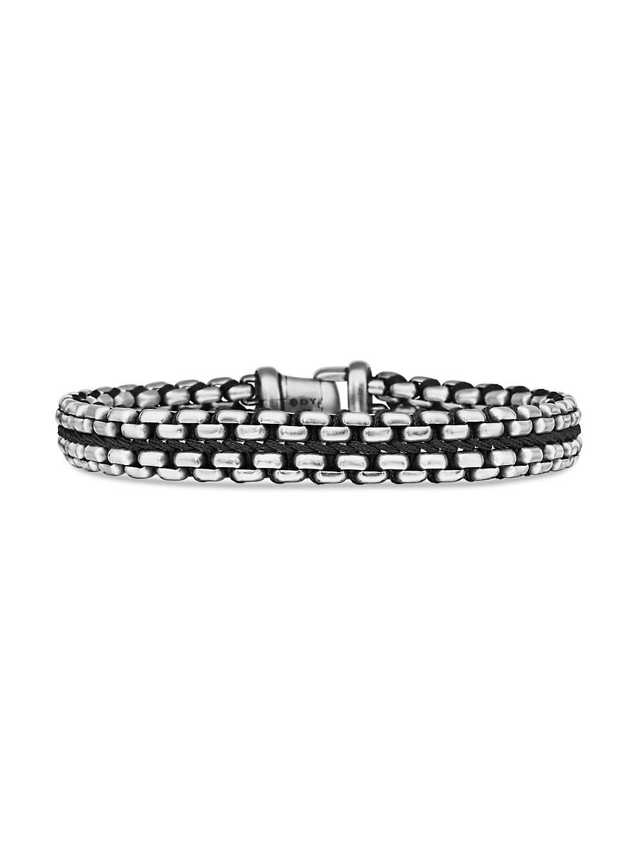 Mens Woven Box Chain Bracelet in Silver, 12mm Product Image