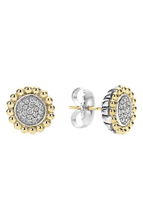 LAGOS Sterling Silver And 18k Gold Caviar Stud Earrings With Diamonds Product Image