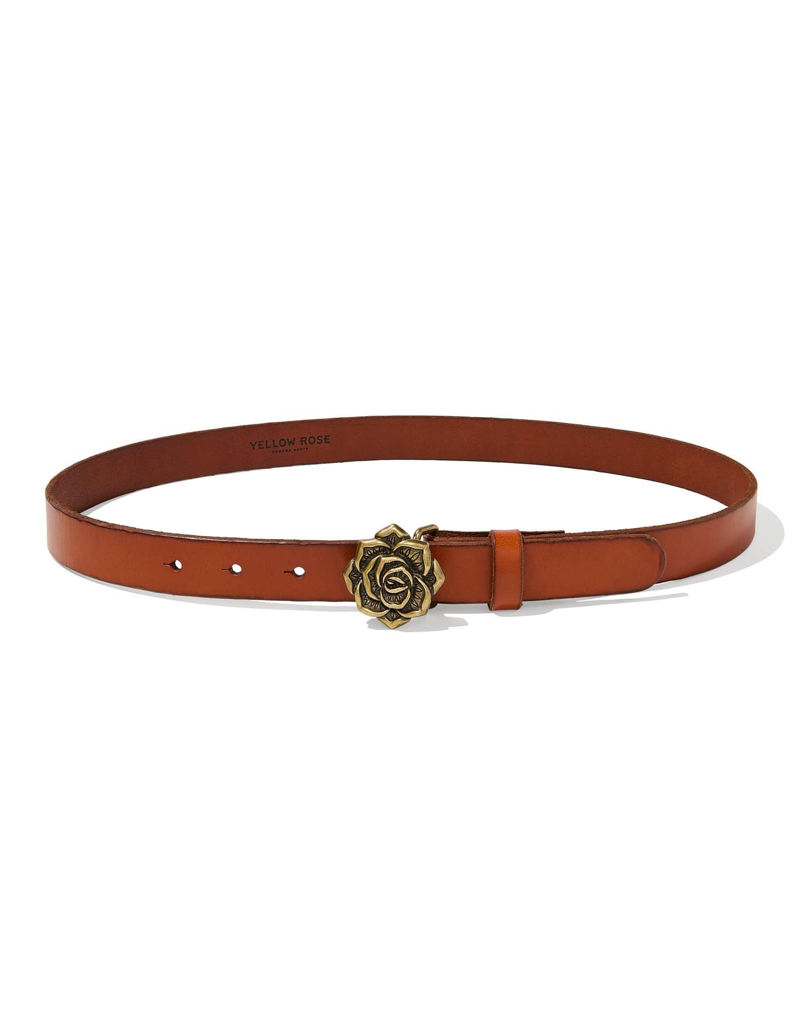 Rose Buckle Belt in Tan Leather Product Image