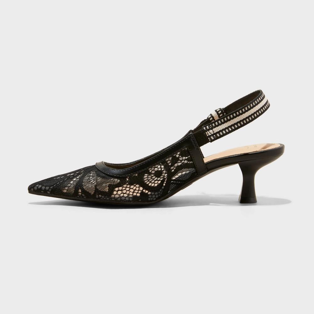 Womens Milan Slingback Kitten Heels - A New Day Black 10 Product Image