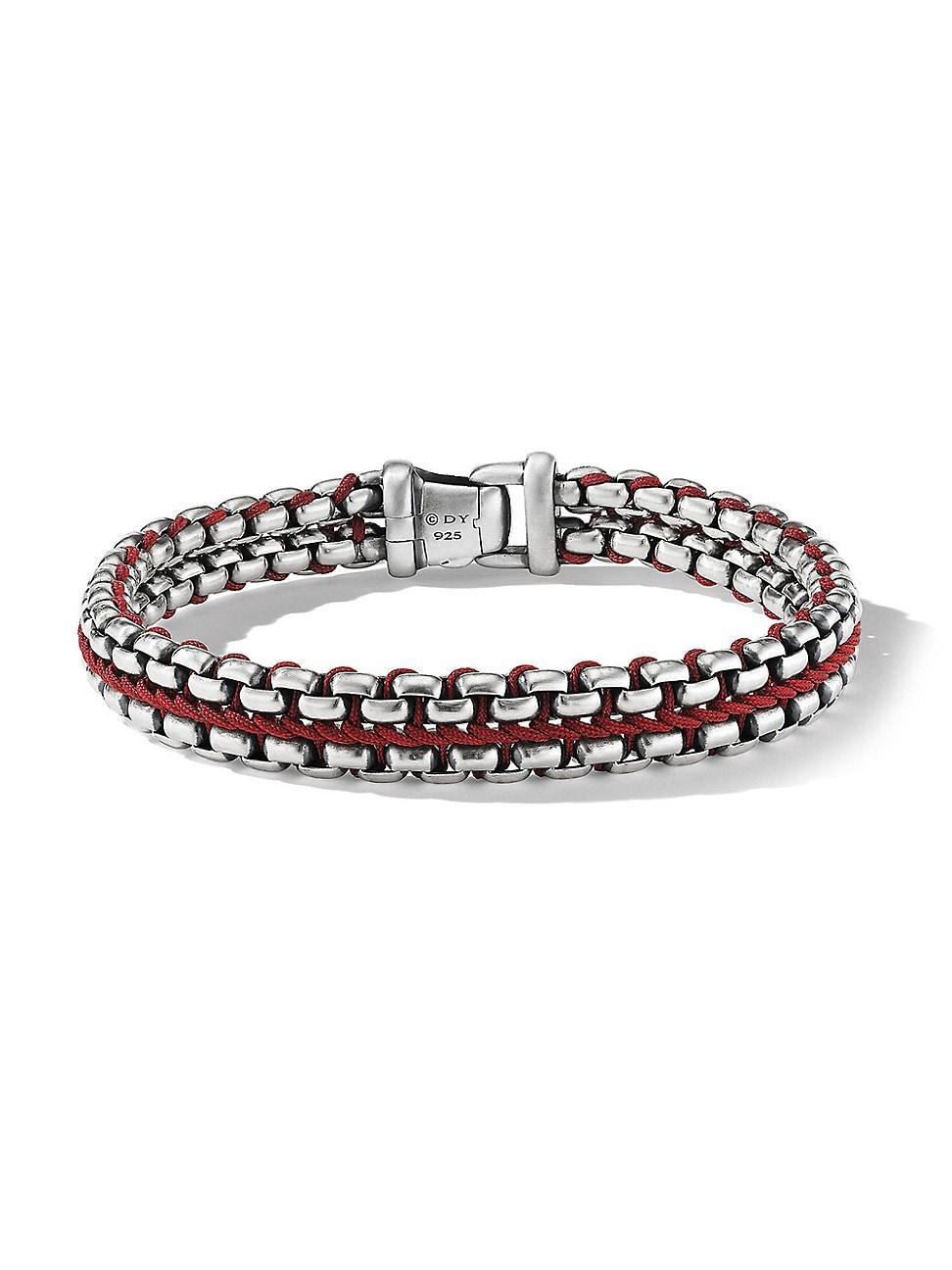 Mens Woven Box Chain Bracelet in Silver, 12mm Product Image