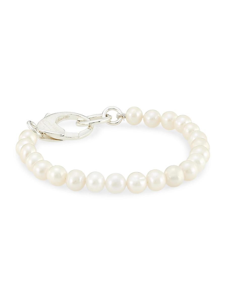 Mens Pebbles Sterling Silver & Pearl Bracelet Product Image