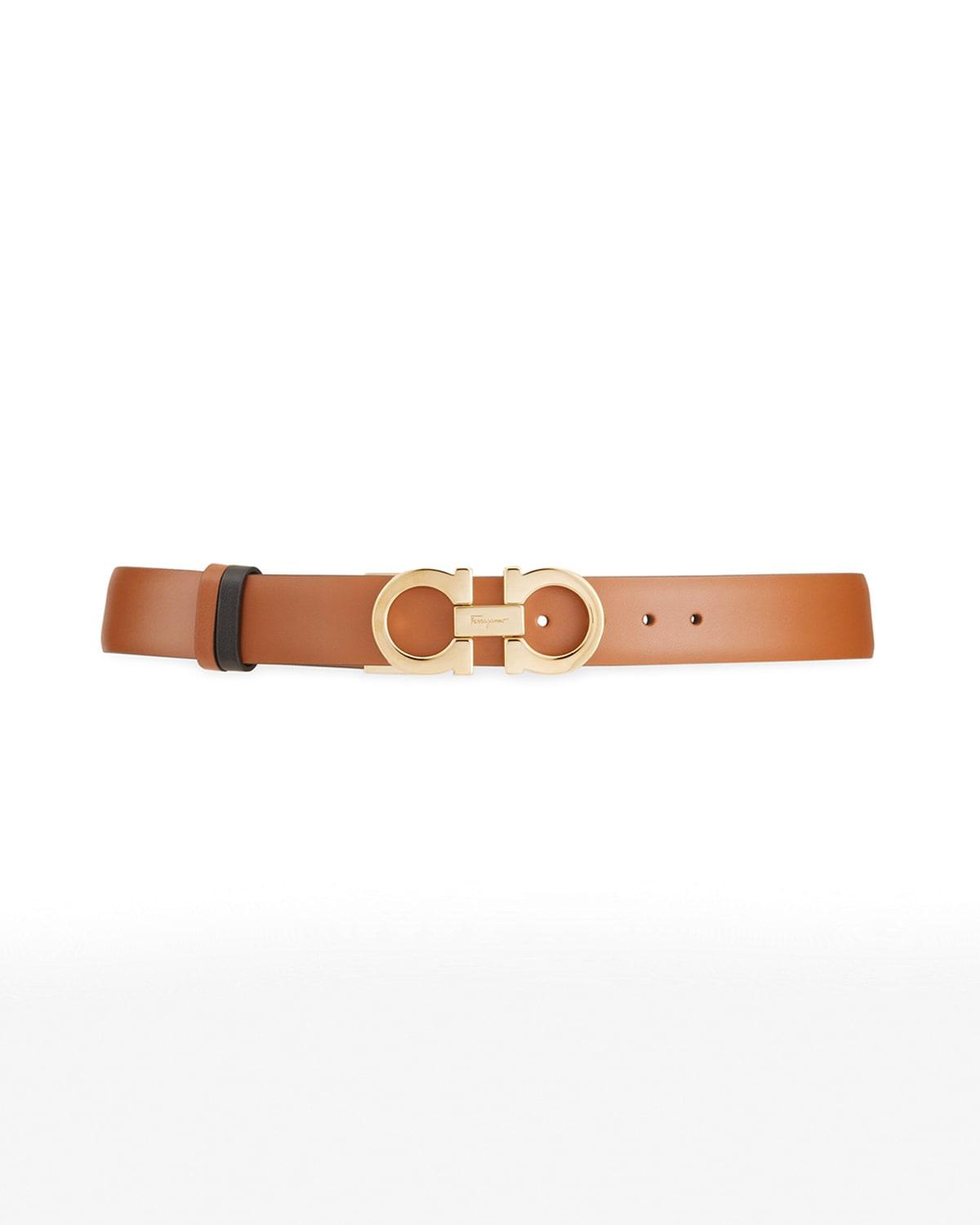 Salvatore Ferragamo Womens Gancini Slim Reversible Leather Belt Product Image