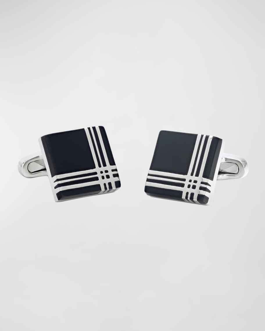 Mens Square Enamel Plaid Cufflinks Product Image