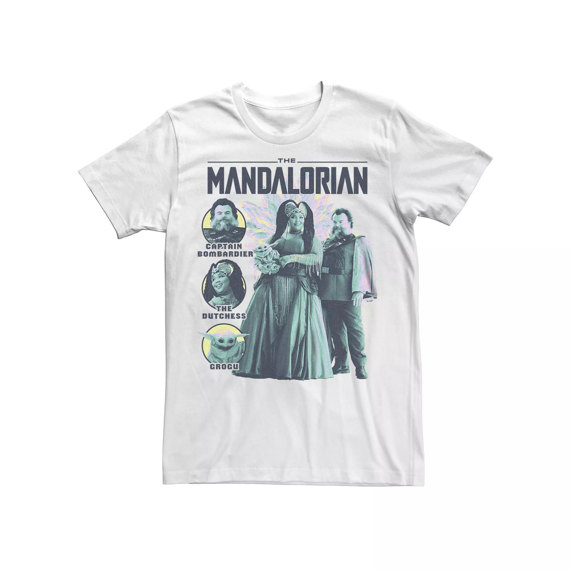 Men's Star Wars The Mandalorian Captain Bombardier Dutchess Grogu Graphic Tee, Size: Large, White Product Image