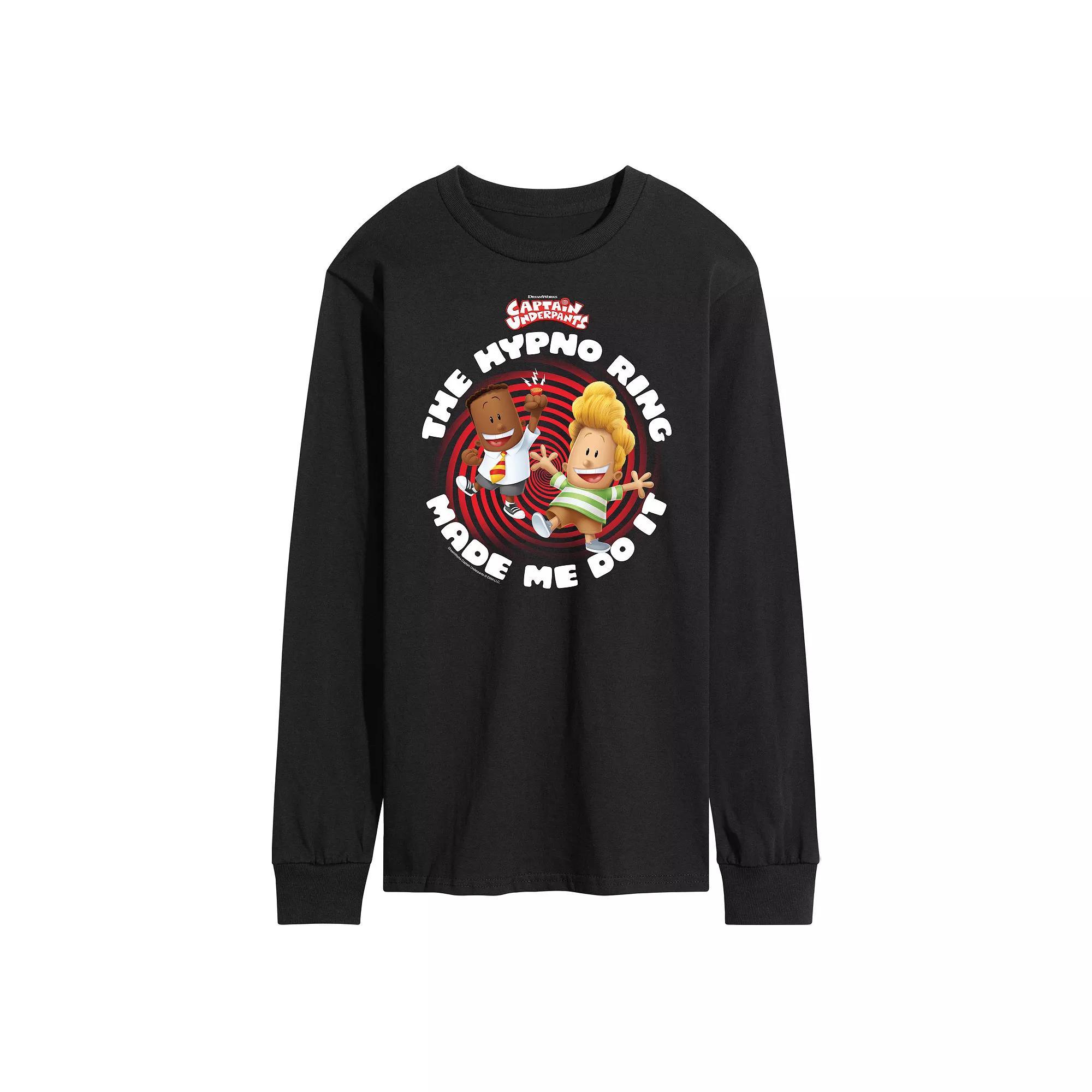 Men's Captain Underpants Hypno Ring Long Sleeve Graphic Tee,  Product Image