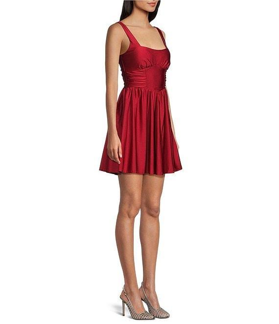 Honey and Rosie Sleeveless Shirred Mid-Riff A-Line Dress Product Image