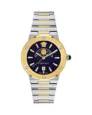 Mens Greca Logo Moonphase IP Yellow Gold Stainless Steel Bracelet Watch/38MM Product Image