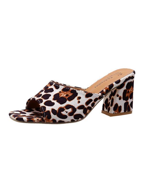 Leopard Open Toe Pumps Sandals Slippers Product Image