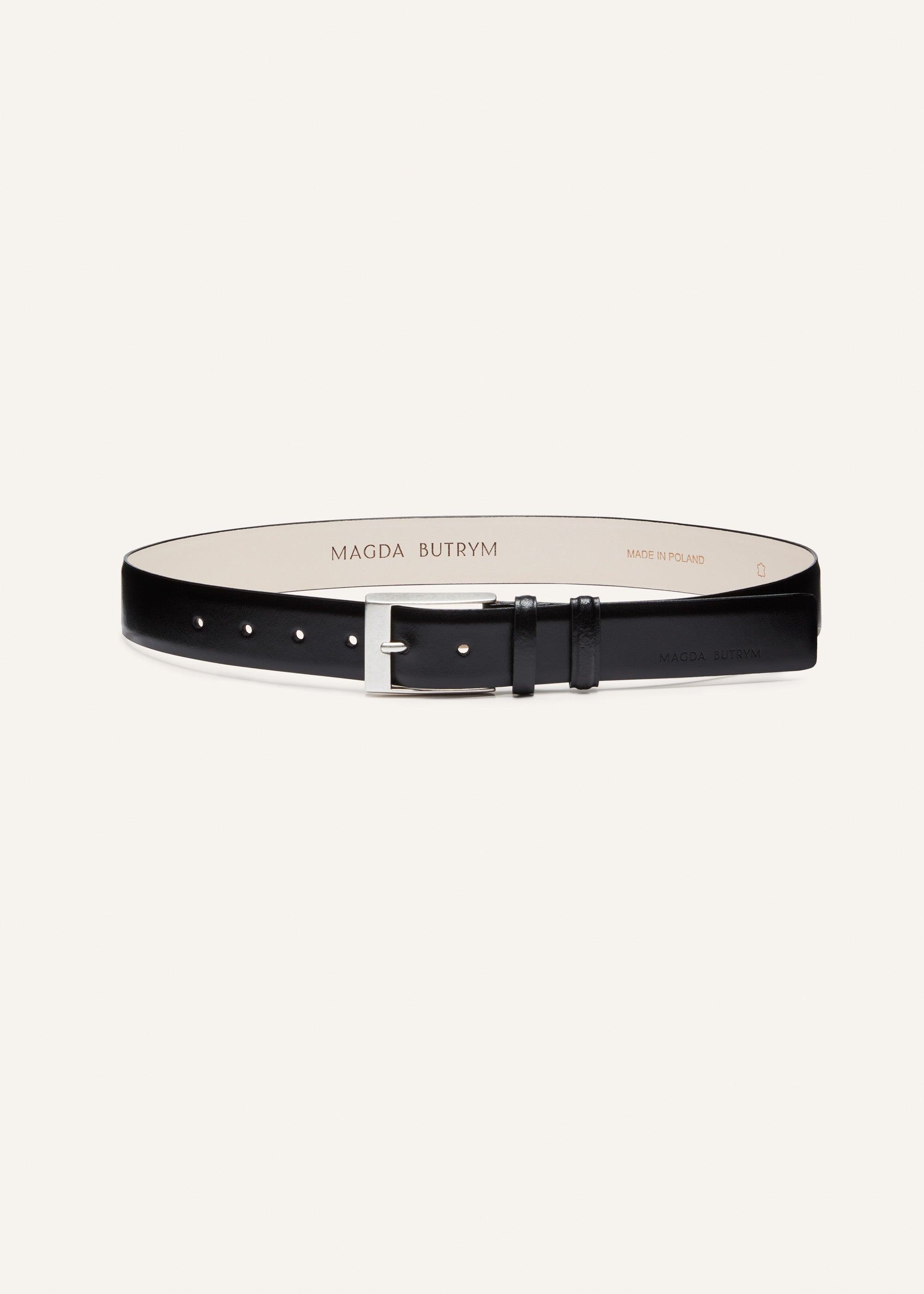 Classic silver buckle belt in black leather Product Image