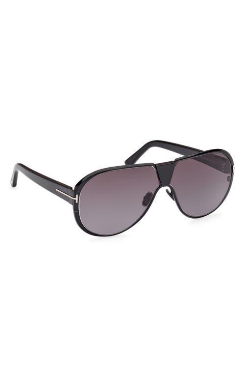 TOM FORD Men's Vicenzo Metal And Acetate Aviator Sunglasses In Shiny Black Smoke Product Image