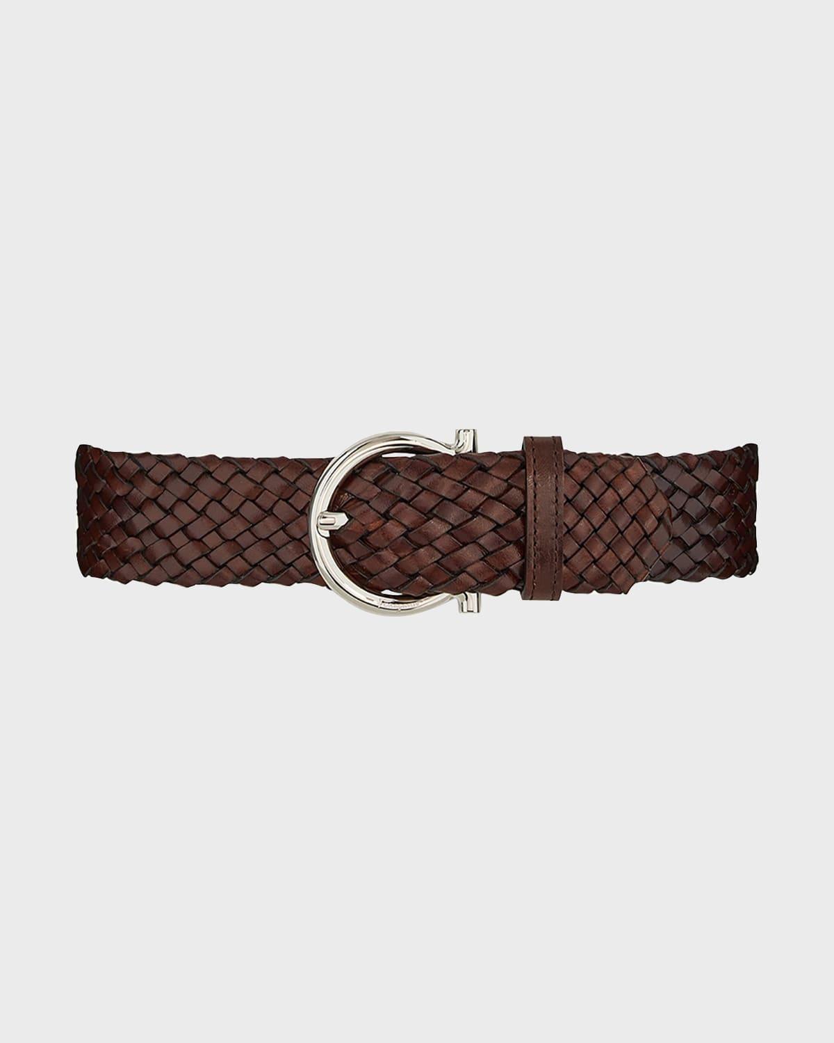 Mens Gancio-Buckle Woven Leather Belt Product Image