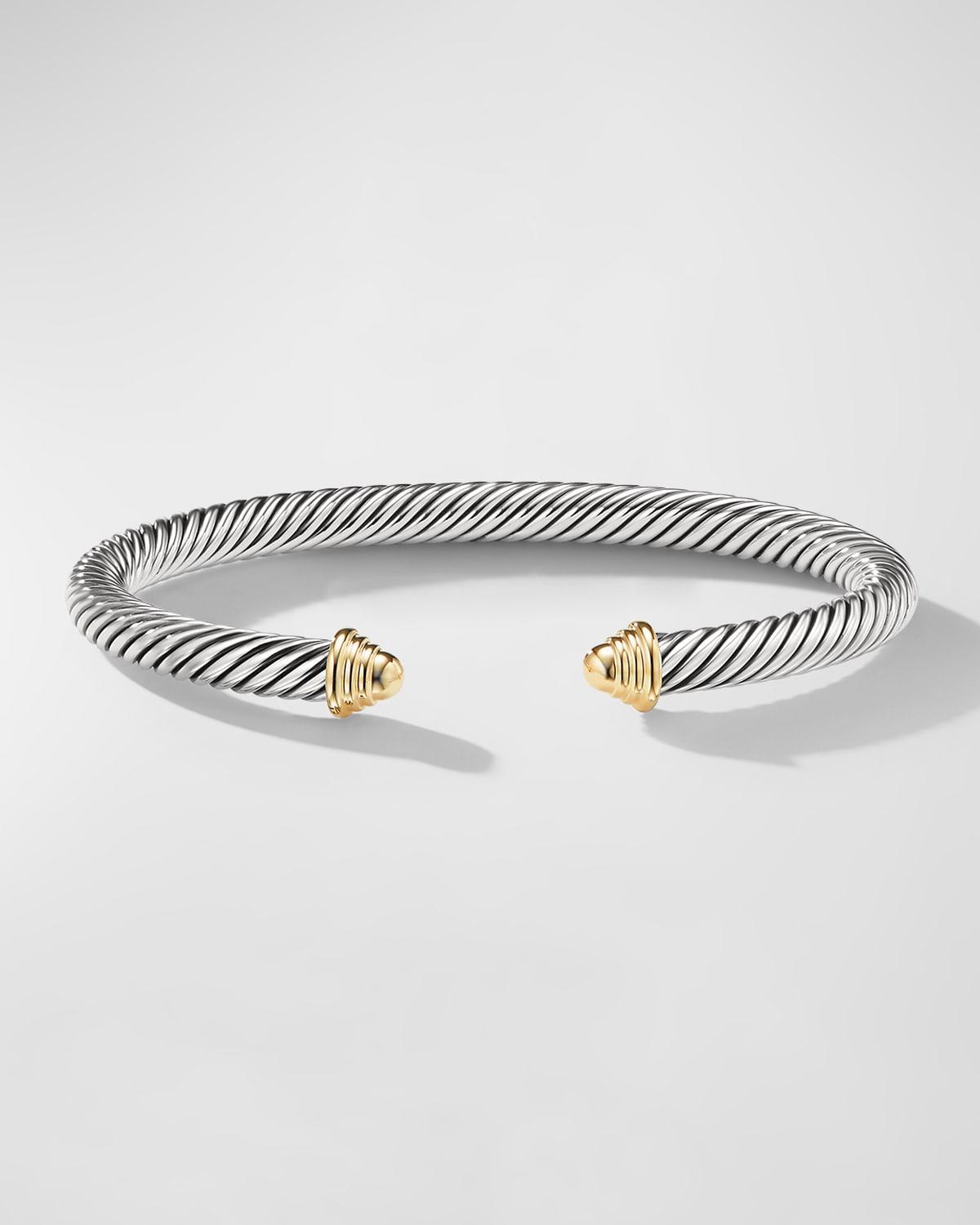 Cable Bracelet in Silver with 14K Gold, 5mm Product Image