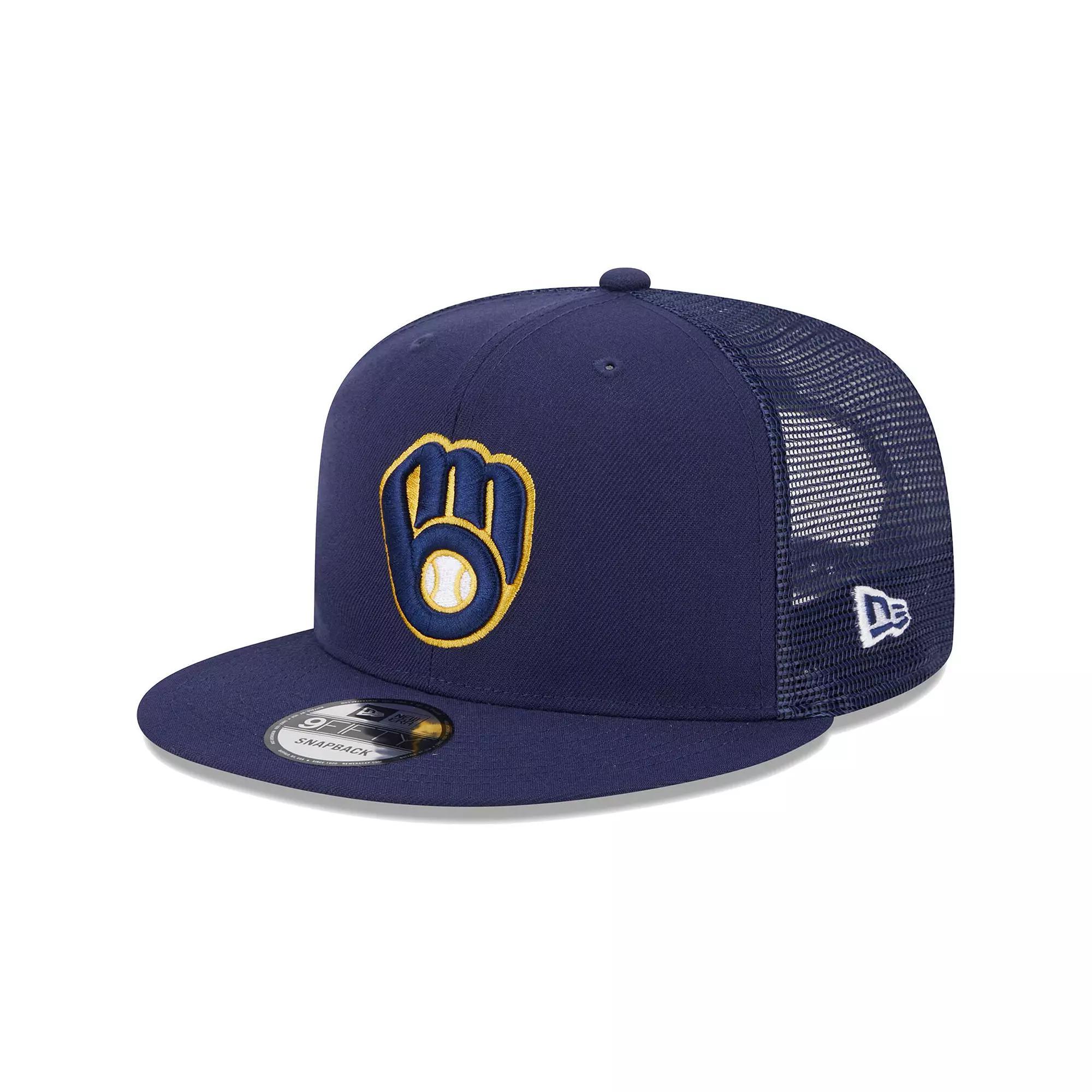 Men's New Era Navy Milwaukee Brewers Team Color Trucker 9FIFTY Snapback Hat, Blue Product Image