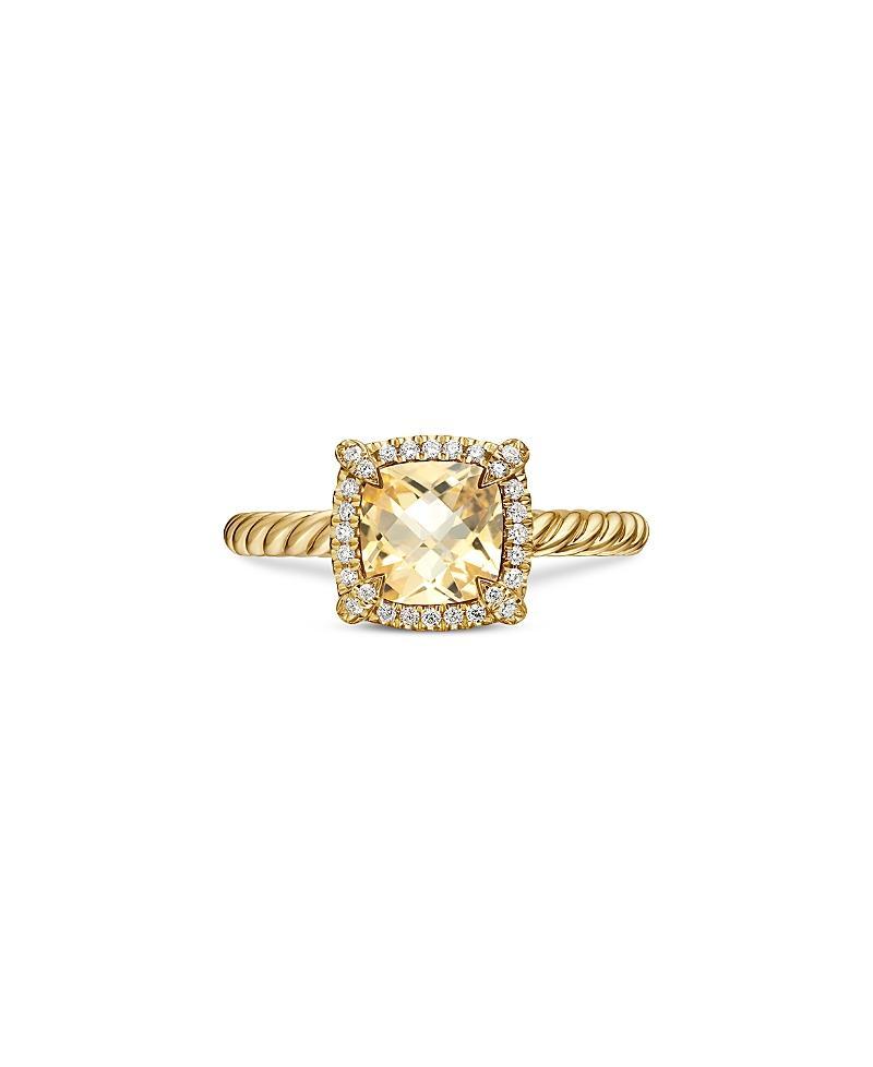 Womens Petite Chatelaine Pav Bezel Ring in 18K Yellow Gold with Diamonds Product Image