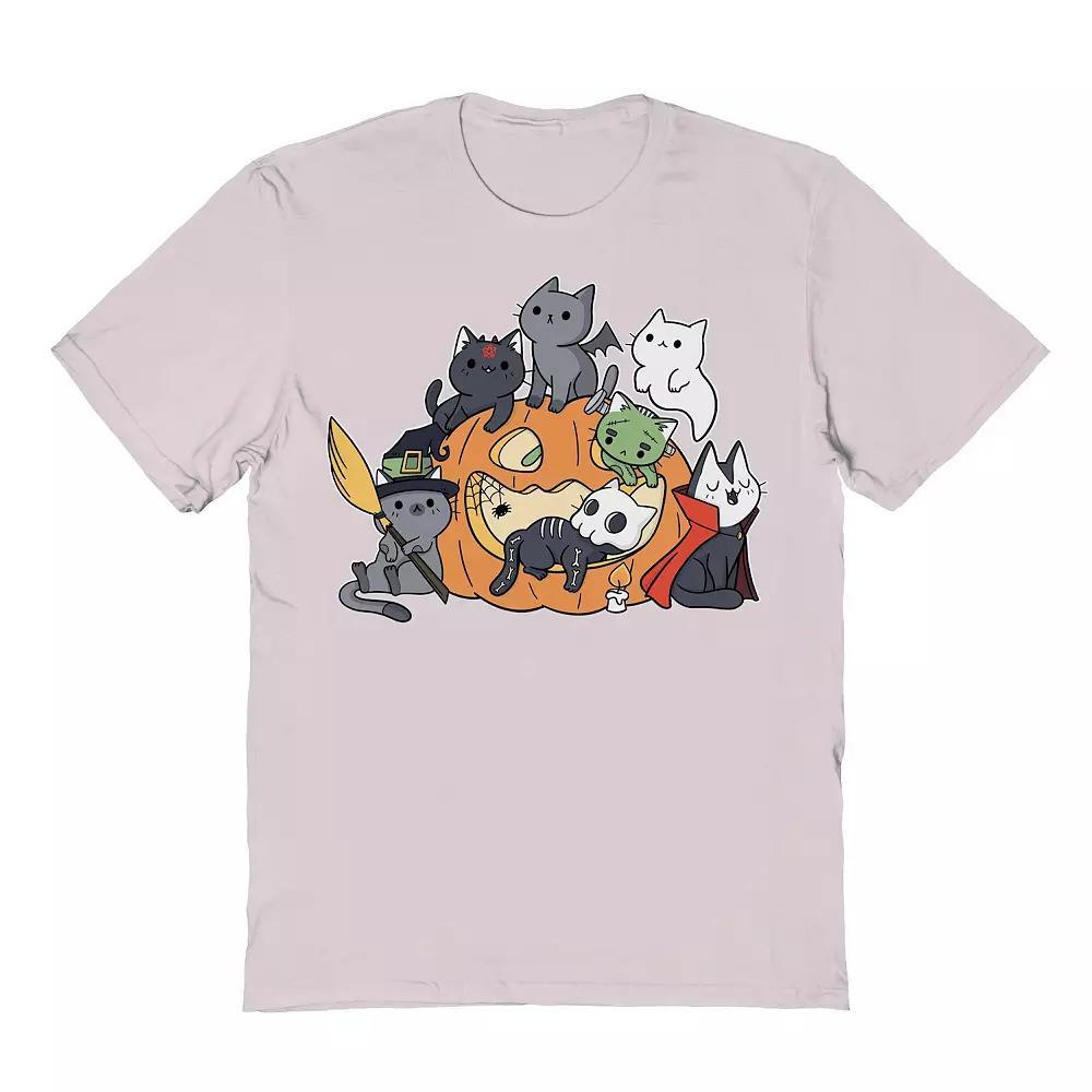 Men's Halloween Kittens Halloween Graphic Tee, Size: Small, Ice Gray Product Image