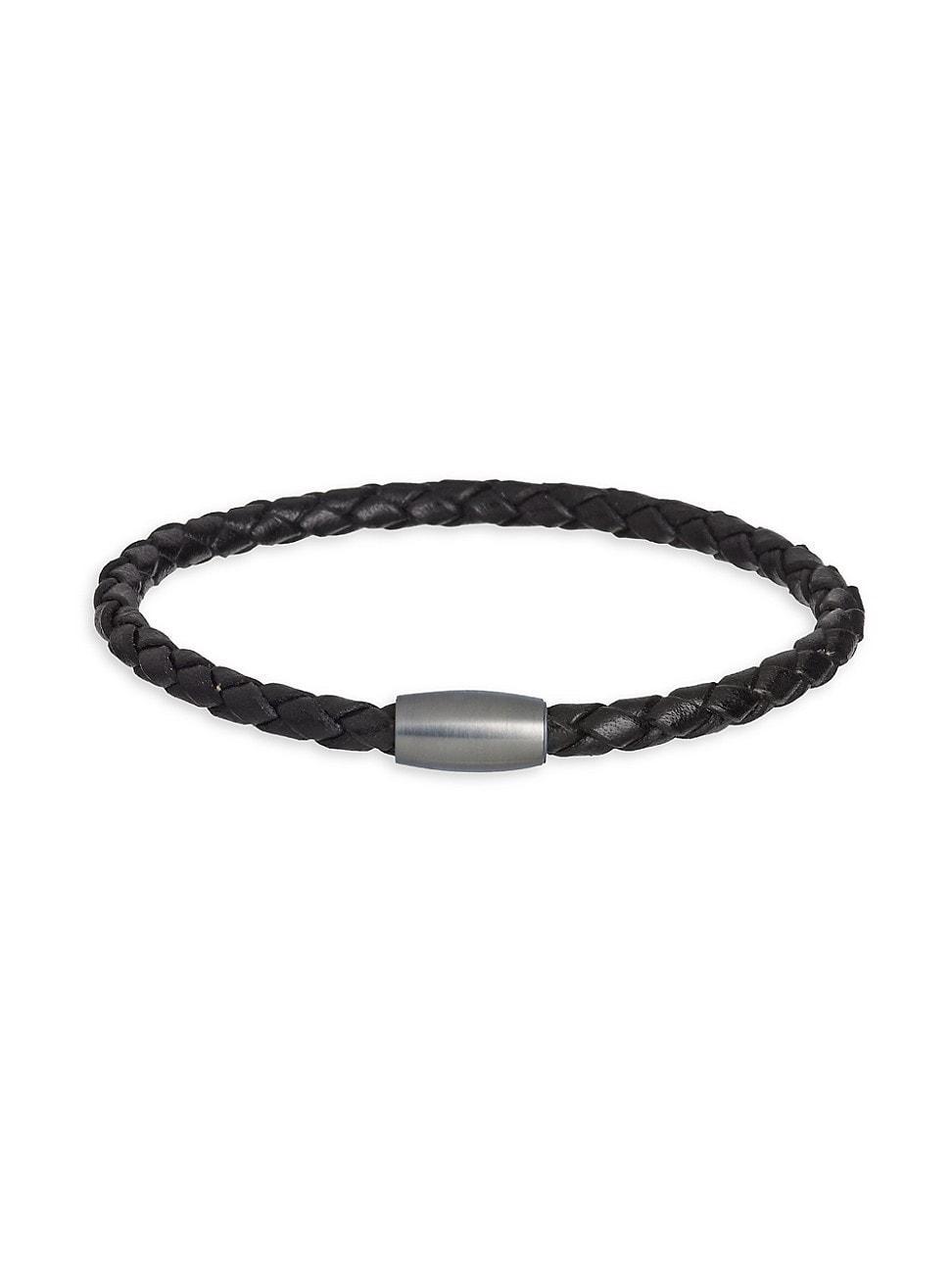 Mens Magnetic Woven Leather Bracelet Product Image