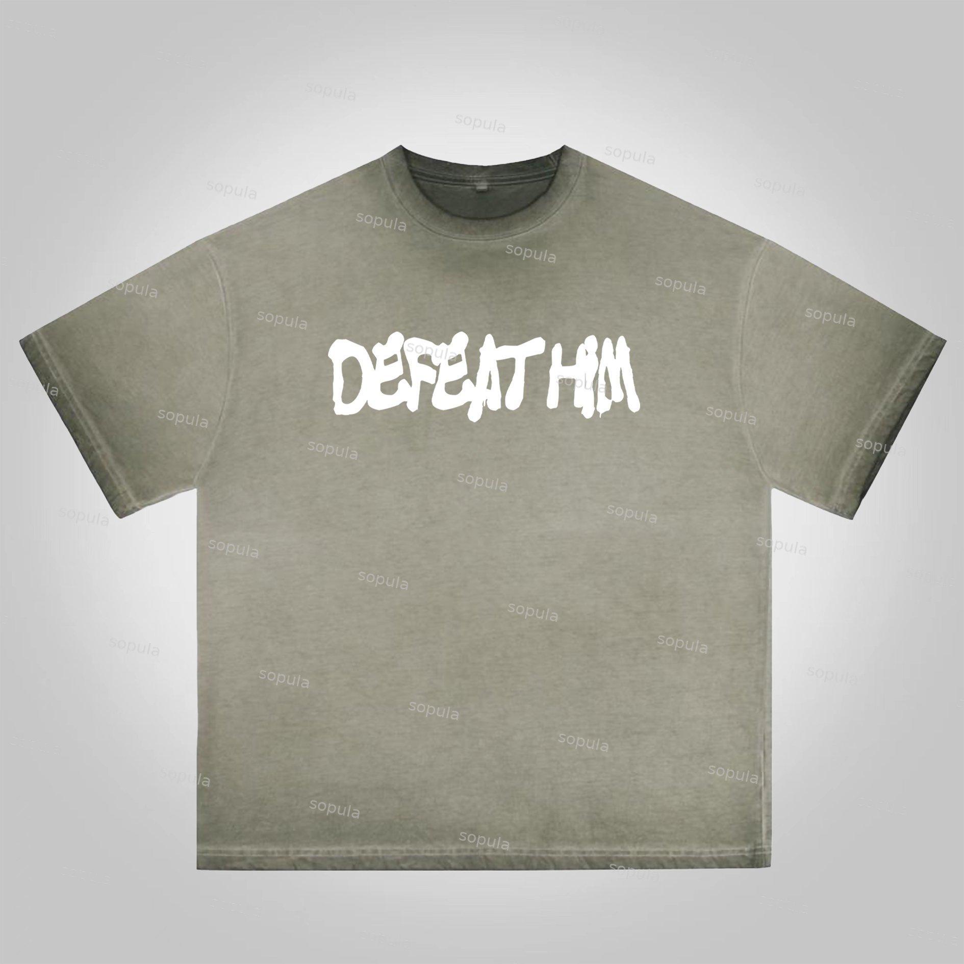 Sopula Vintage Boxer Defeat Him Graphic Print Washed Cotton T-Shirt Product Image