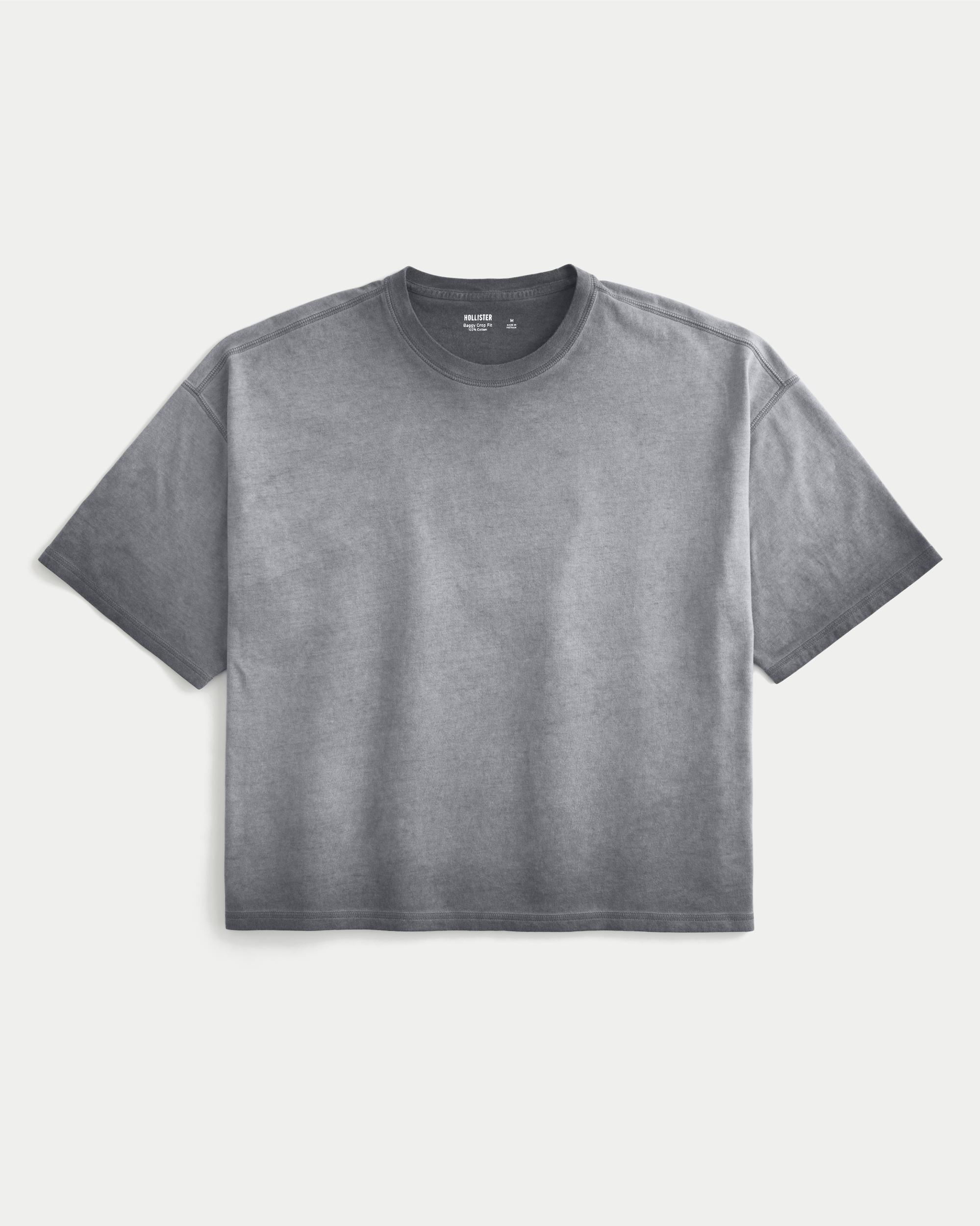 Washed Baggy Crop Crew T-Shirt Product Image