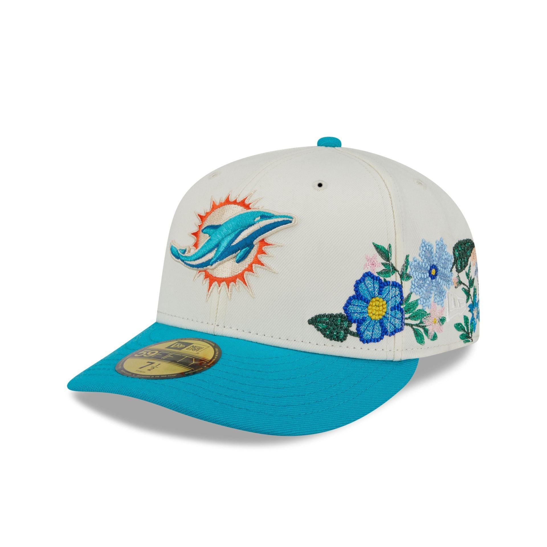 Miami Dolphins Tonal Florals White 59FIFTY Fitted Hat Male Product Image