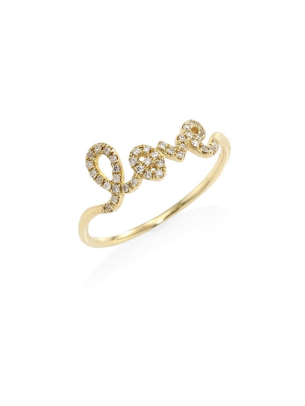 14k Gold Diamond Love Script Ring Product Image