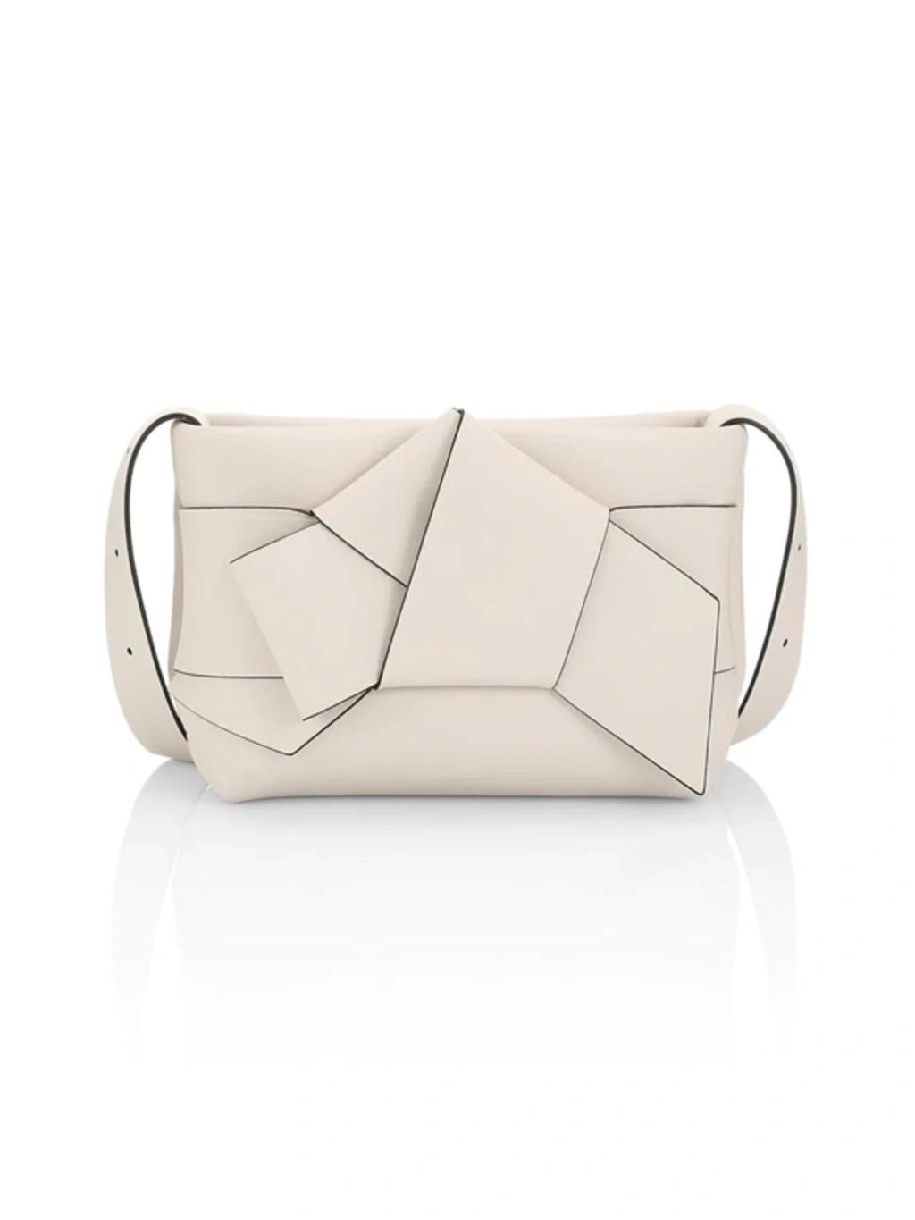 ACNE STUDIOS Women's Musubi Knotted Leather Shoulder Bag In White Black Product Image